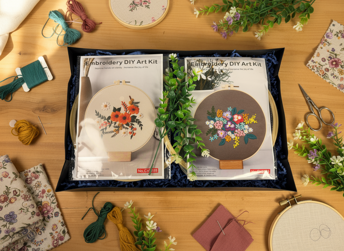 Embroidery Art Kit - 2 Pack close-up top view