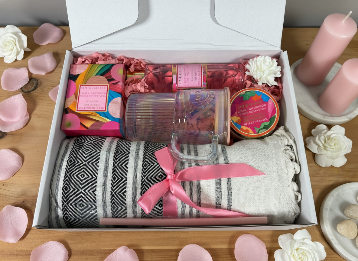 The Self-care Ritual Box - Pink showing contents