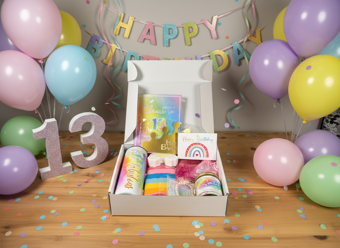 13 and Fabulous - Birthday box in festive setting