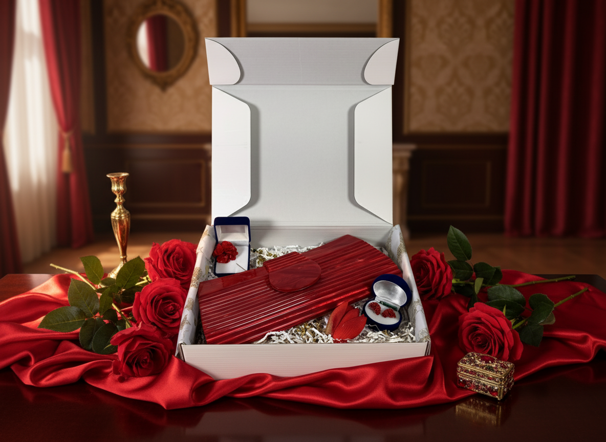 Scarlet Elegance Gift Set in aesthetic setting