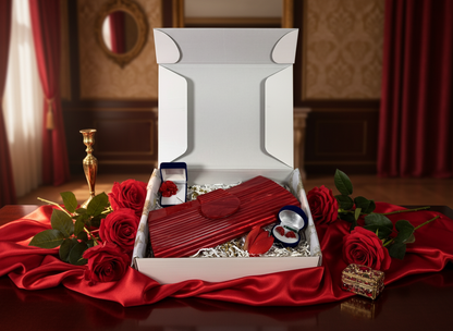 Scarlet Elegance Gift Set in aesthetic setting