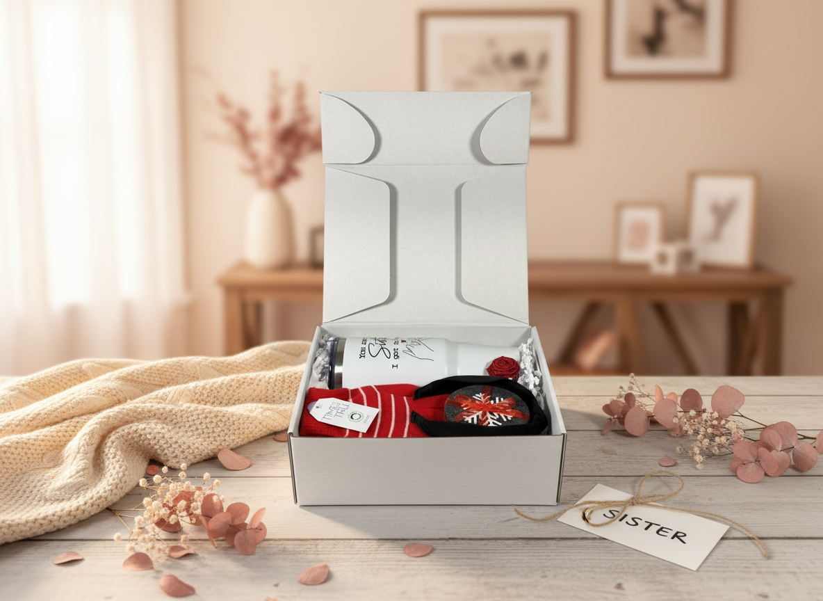Sister by Heart Gift Box in aesthetic setting