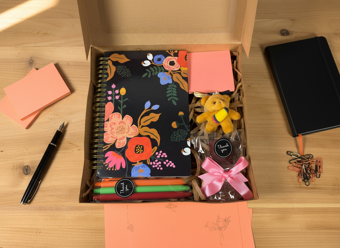 Stationery Lover Set - Black/Orange box focused top view