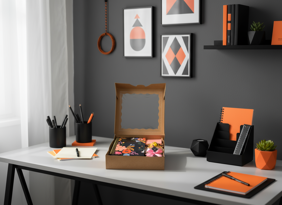 Stationery Lover Set - Black/Orange in aesthetic setting