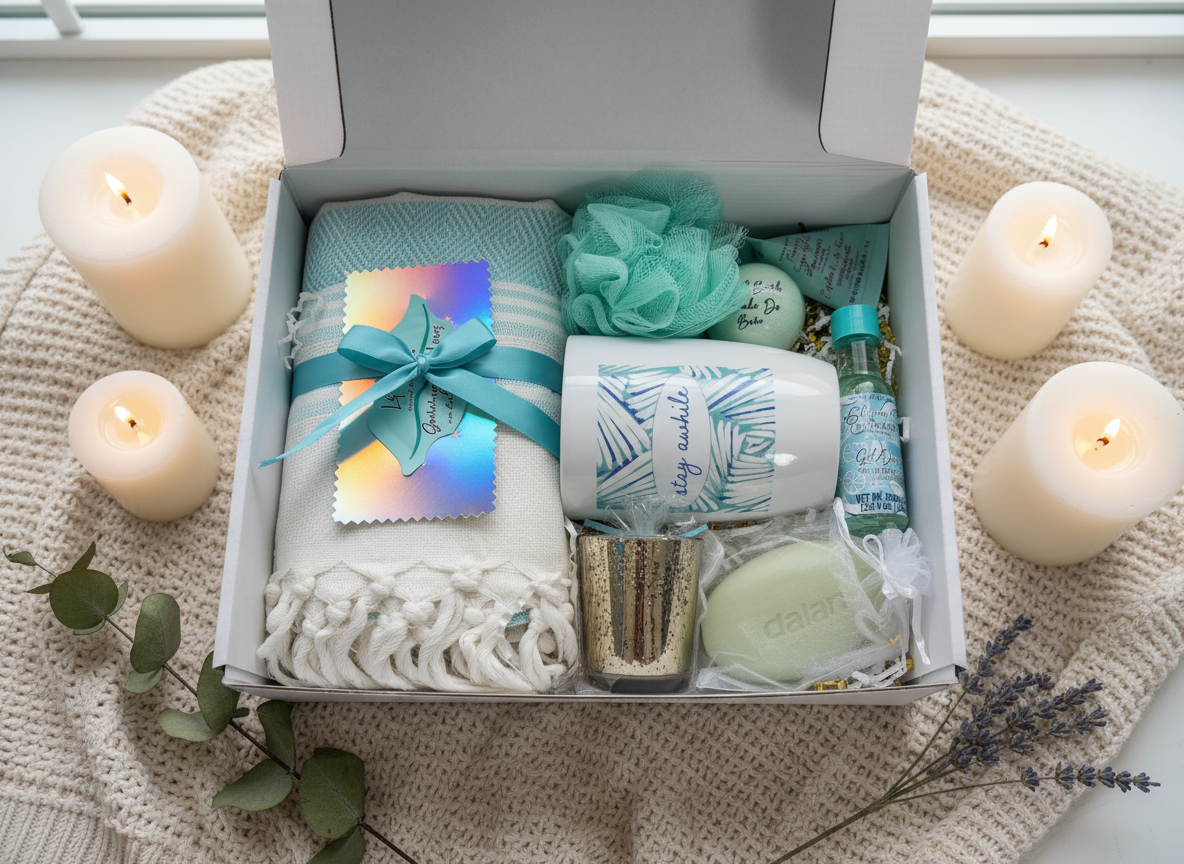 Stay Awhile - Self-care set top view with contents