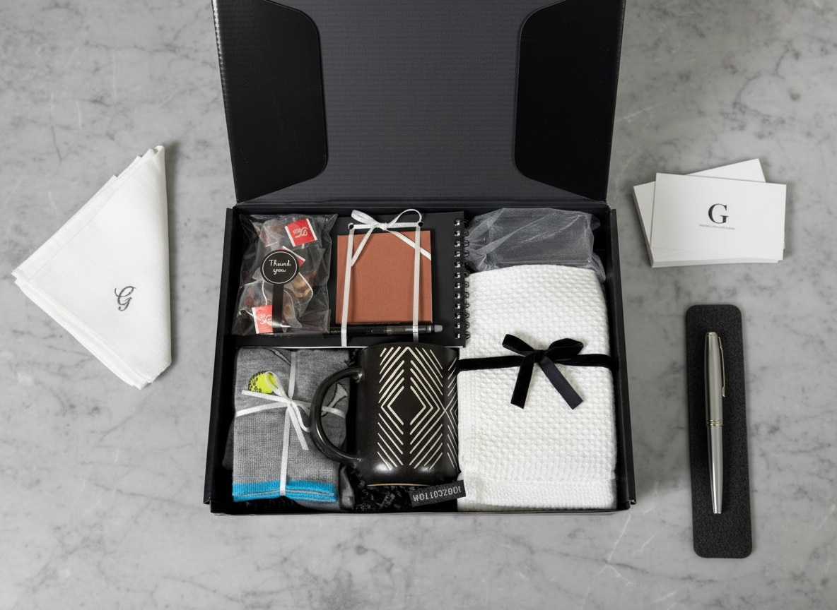 The Gentlemen's Box - Gray & White showing contents