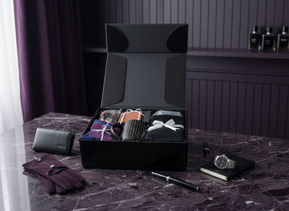 The Gentlemen's Box - Purple & Black in aesthetic setting