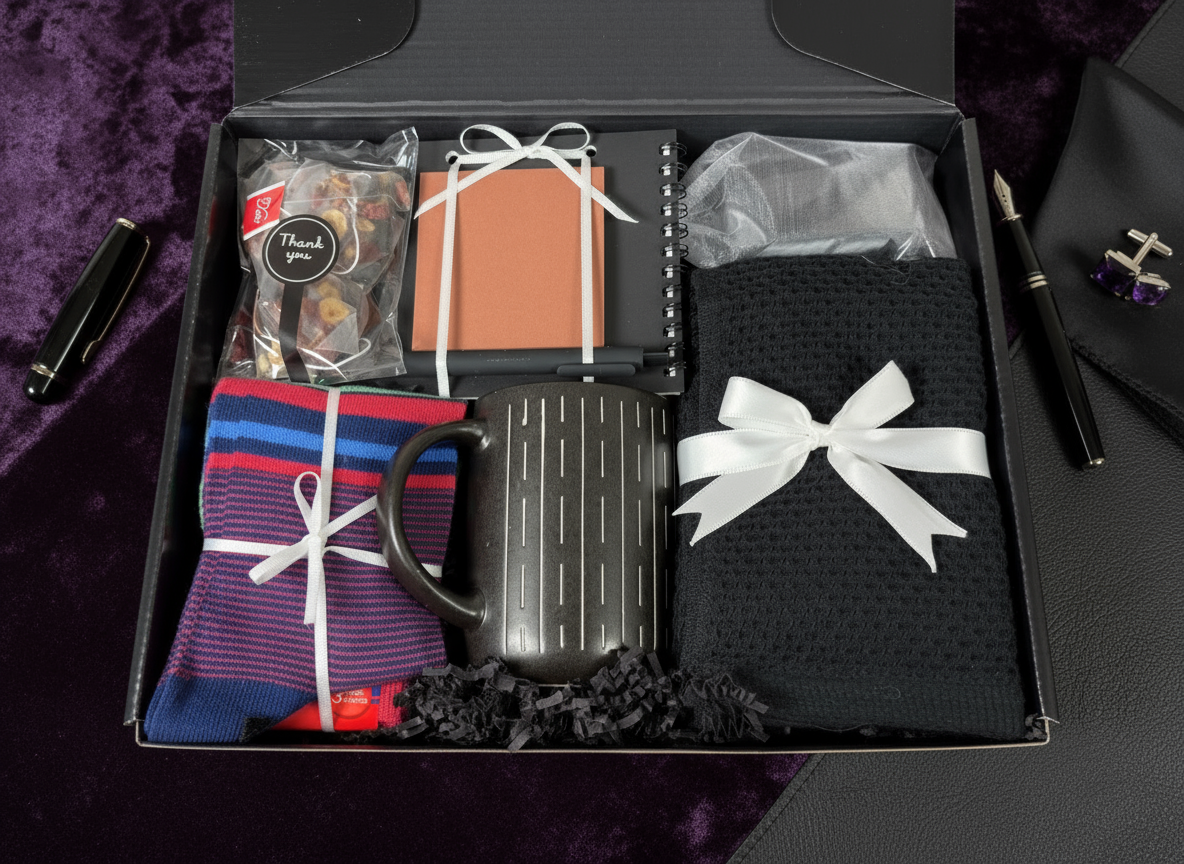 The Gentlemen's Box - Purple & Black showing contents
