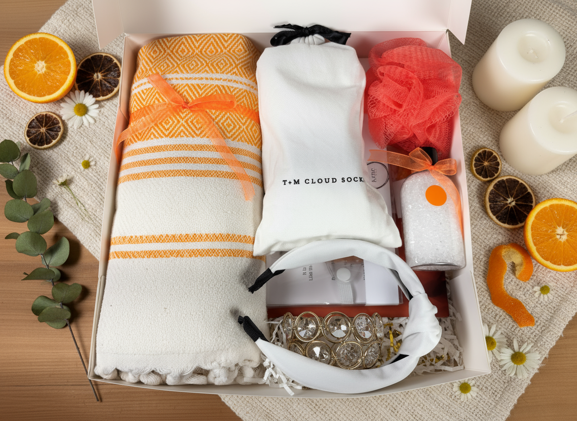The Self-Care Ritual Box - Orange top view with contents