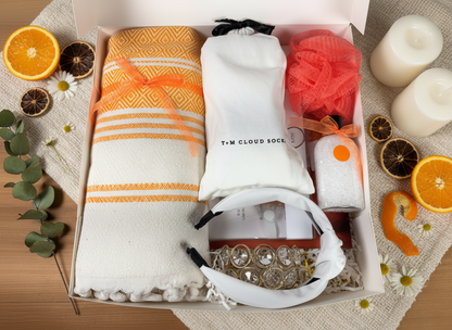 The Self-Care Ritual Box - Orange top view with contents