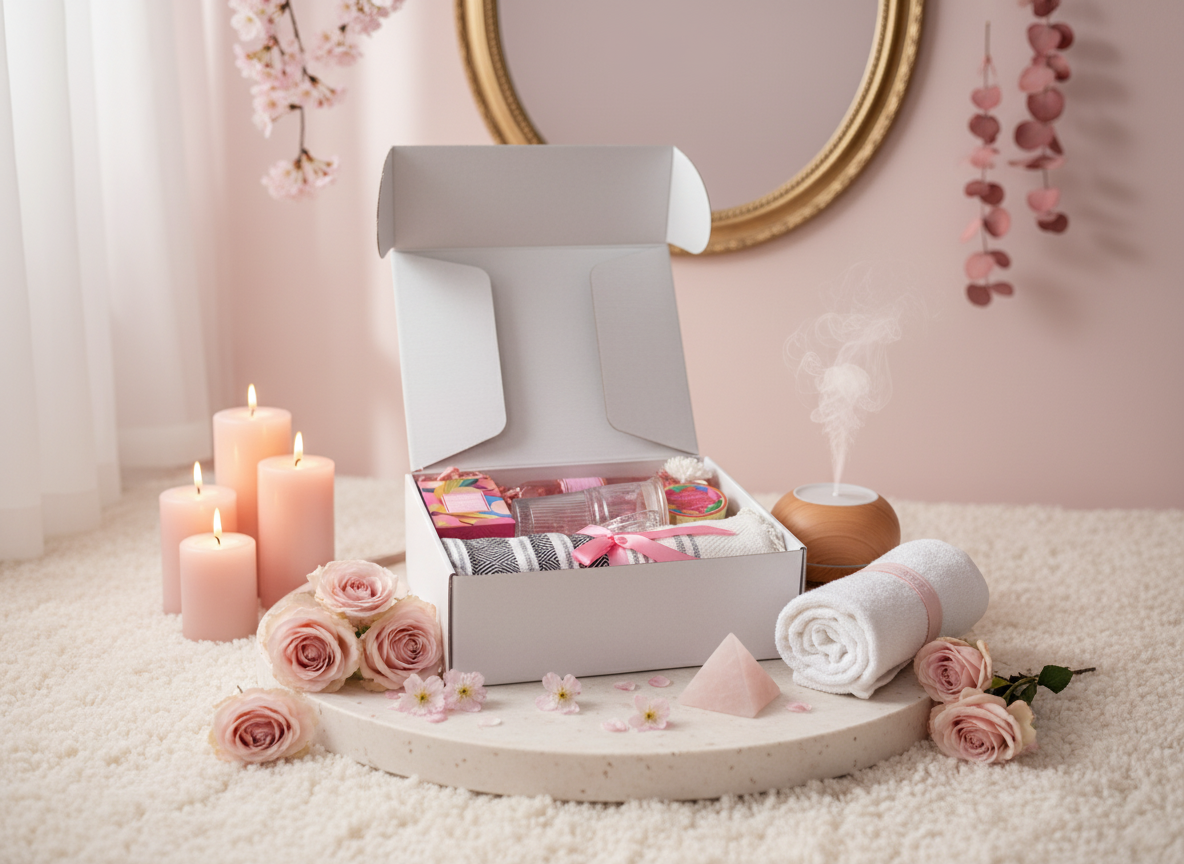 The Self-care Ritual Box - Pink in aesthetic setting